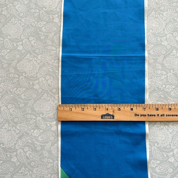 Vintage Vara Head Scarf Japan Setting Rising Sun Geometric Green blue white - Picture 10 of 10